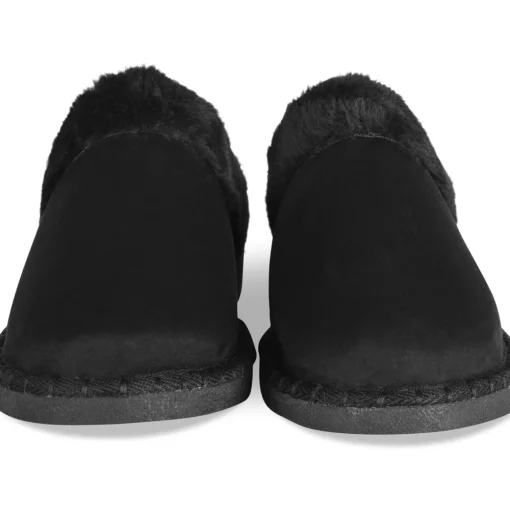 Chaussons NOIR Femme Motif Uni A Enfiler