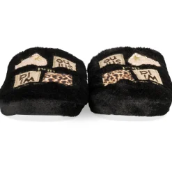 Chaussons NOIR Femme Motif Uni A Enfiler