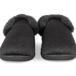 Chaussons NOIR Femme Motif Uni A Enfiler