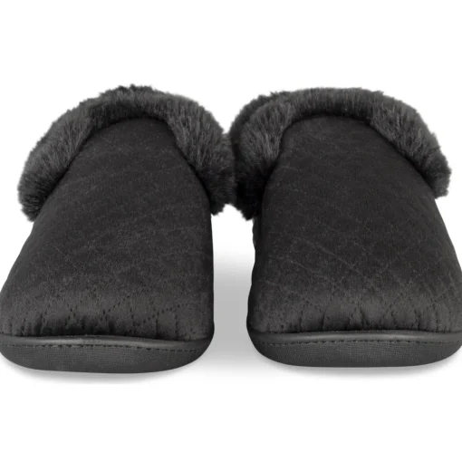 Chaussons NOIR Femme Motif Uni A Enfiler