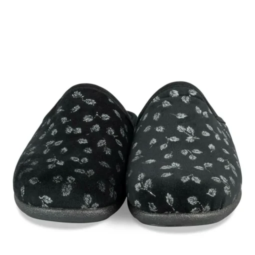 Chaussons NOIR Femme Motif Uni A Enfiler