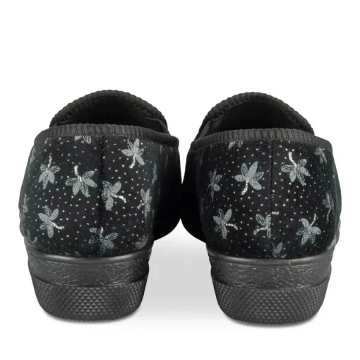 Chaussons NOIR Femme Motif Uni A Enfiler