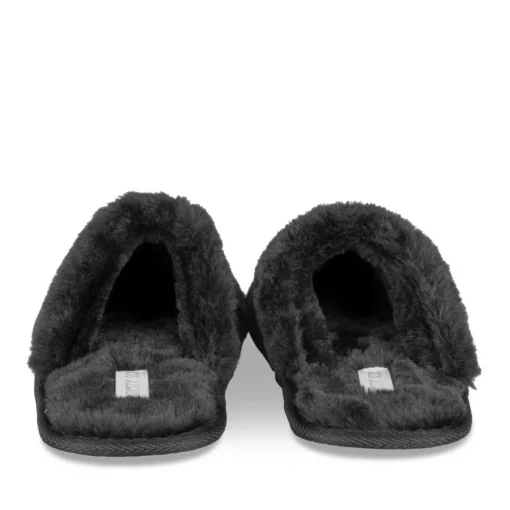 Chaussons NOIR Femme Motif Uni A Enfiler
