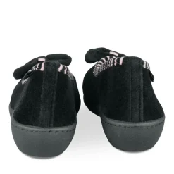 Chaussons NOIR Femme Motif Uni A Enfiler