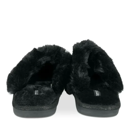 Chaussons NOIR Femme Motif Uni A Enfiler