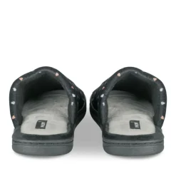 Chaussons NOIR Femme Motif Coeurs A Enfiler
