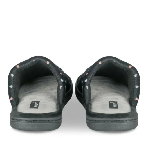 Chaussons NOIR Femme Motif Coeurs A Enfiler