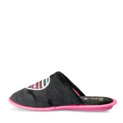 Chaussons NOIR Femme Motif Uni A Enfiler