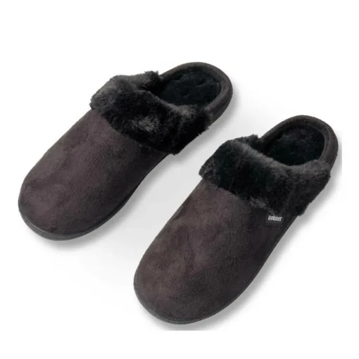 Chaussons NOIR Femme Motif Uni A Enfiler