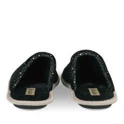 Chaussons NOIR Femme Motif Licorne A Enfiler