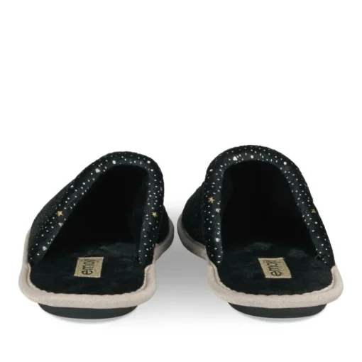 Chaussons NOIR Femme Motif Licorne A Enfiler