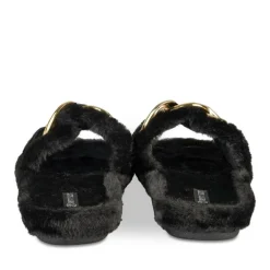 Chaussons NOIR Femme Motif Uni A Enfiler
