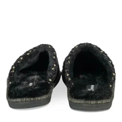 Chaussons NOIR Femme Motif Uni A Enfiler