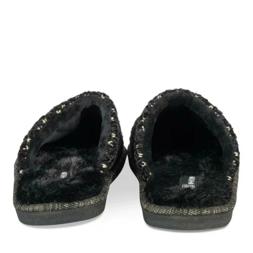 Chaussons NOIR Femme Motif Uni A Enfiler
