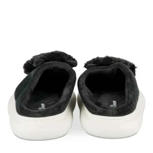 Chaussons NOIR Femme Motif Uni A Enfiler
