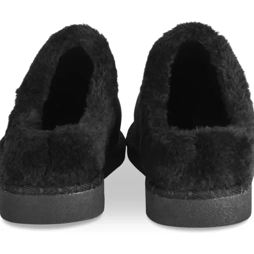 Chaussons NOIR Femme Motif Uni A Enfiler