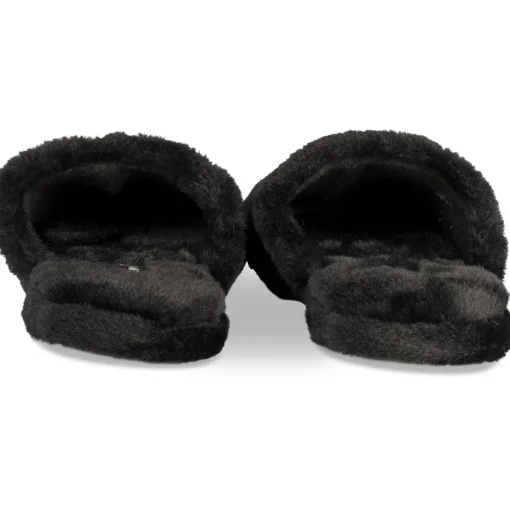 Chaussons NOIR Femme Motif Uni A Enfiler