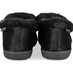 Chaussons NOIR Femme Motif Uni A Enfiler