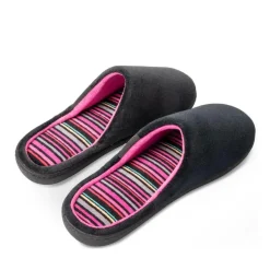 Chaussons NOIR Femme Motif Uni A Enfiler