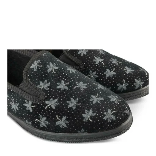 Chaussons NOIR Femme Motif Uni A Enfiler