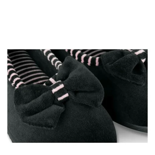 Chaussons NOIR Femme Motif Uni A Enfiler