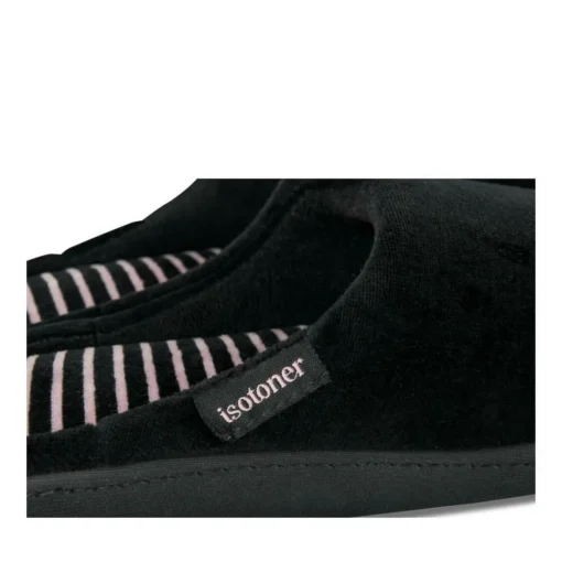 Chaussons NOIR Femme Motif Uni A Enfiler