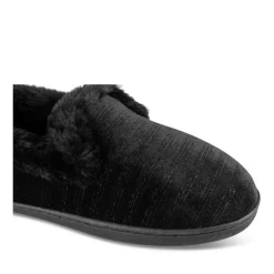 Chaussons NOIR Femme Motif Rayures A Enfiler