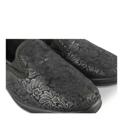 Chaussons NOIR Femme Motif Uni A Enfiler