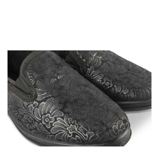 Chaussons NOIR Femme Motif Uni A Enfiler