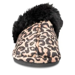Chaussons NOIR Femme Motif Animal A Enfiler