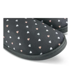 Chaussons NOIR Femme Motif Coeurs A Enfiler