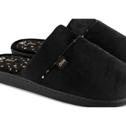 Chaussons NOIR Femme Motif Uni A Enfiler