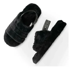 Chaussons NOIR Femme Motif Uni Elastique
