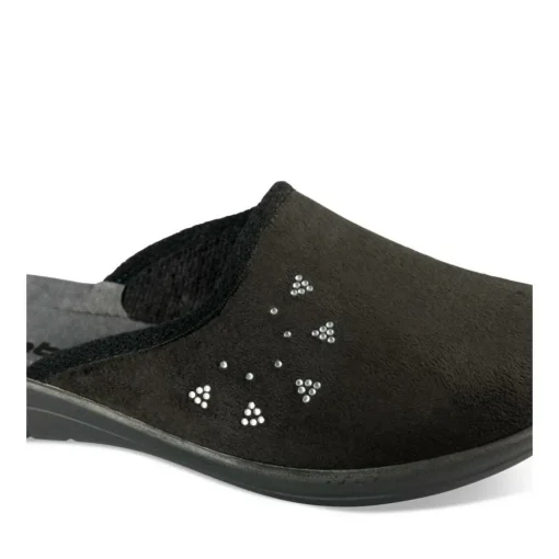 Chaussons NOIR Femme Motif Uni A Enfiler
