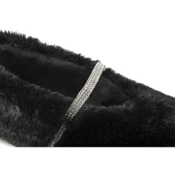 Chaussons NOIR Femme Motif Uni A Enfiler