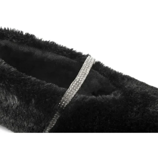 Chaussons NOIR Femme Motif Uni A Enfiler