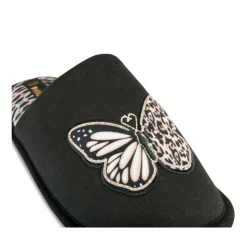 Chaussons NOIR Femme Motif Uni A Enfiler