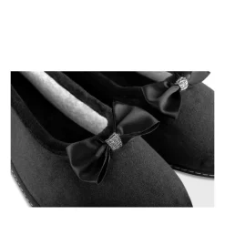 Chaussons NOIR Femme Motif Uni A Enfiler