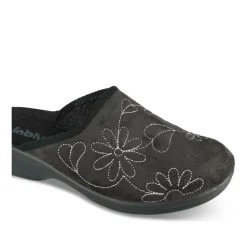 Chaussons NOIR Femme Motif Uni A Enfiler