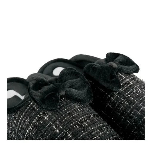 Chaussons NOIR Femme Motif Uni A Enfiler