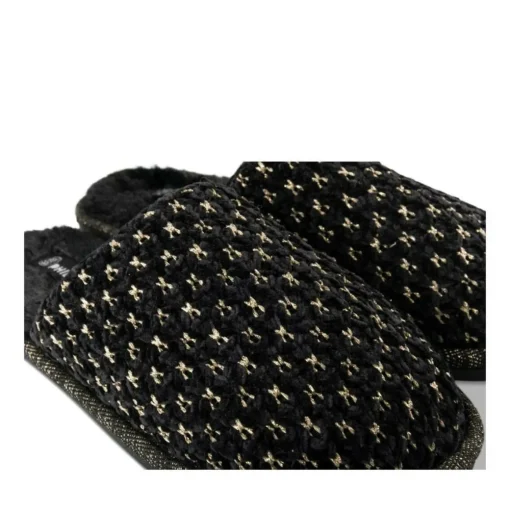 Chaussons NOIR Femme Motif Uni A Enfiler