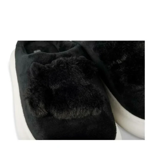 Chaussons NOIR Femme Motif Uni A Enfiler