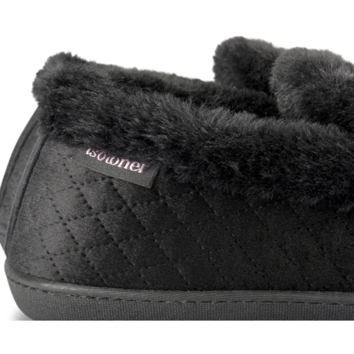 Chaussons NOIR Femme Motif Uni A Enfiler