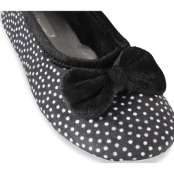 Chaussons NOIR Femme Motif A Pois A Enfiler