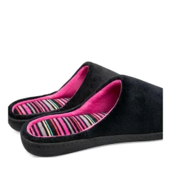 Chaussons NOIR Femme Motif Uni A Enfiler