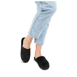 Chaussons NOIR Femme Motif Paillettes A Enfiler