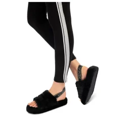 Chaussons NOIR Femme Motif Uni Elastique