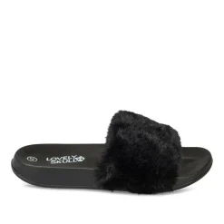 Chaussons NOIR Fille Motif Fausse Fourrure
