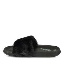 Chaussons NOIR Fille Motif Fausse Fourrure