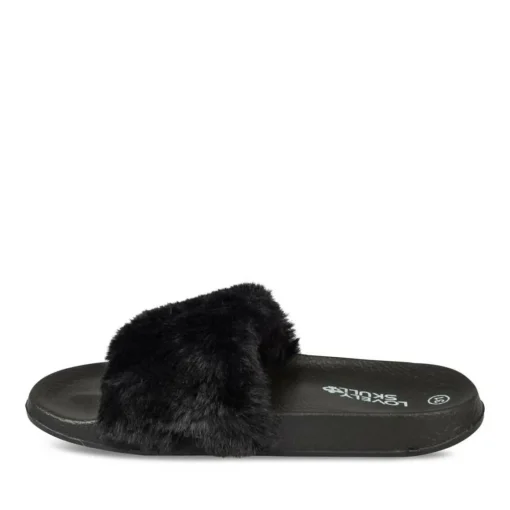 Chaussons NOIR Fille Motif Fausse Fourrure